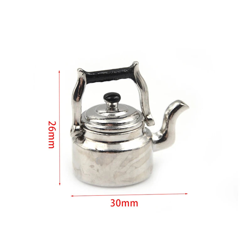 ▶1PCS 1:12 Miniature Teapot Tea Kettle Dollhouse Kitchen Food Accessories Dolls House Kitchen Furniture Teapot Zpaxo A