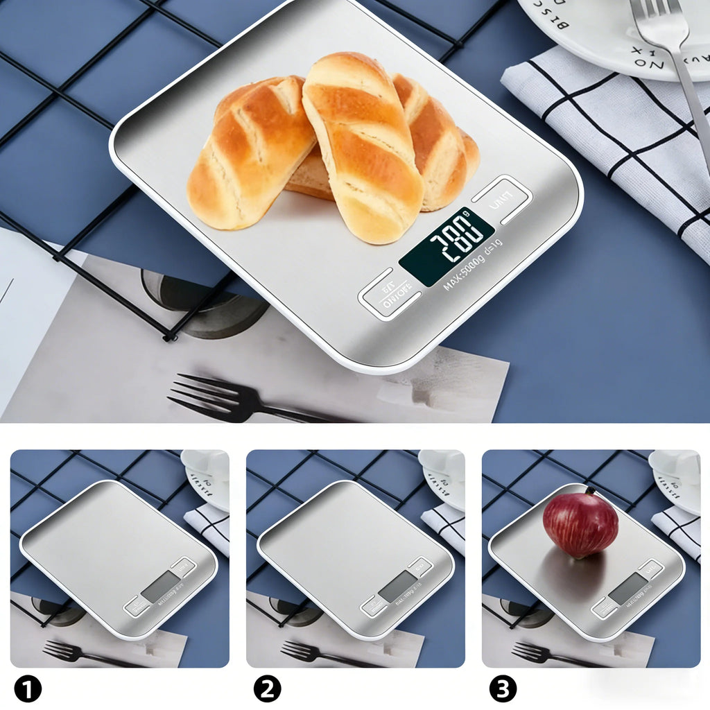 Digital Kitchen Scale LED Display 5kg/1g Stainless Steel Panel Electronic Scales Home Jewelry Food Snacks Weighing Baking Tools Zpaxo