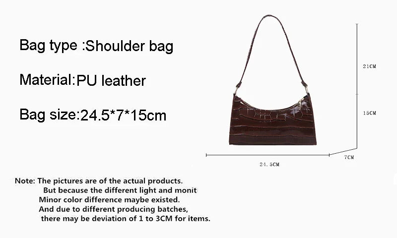 Alligator Pattern PU Leather Bag for Women Armpit Handbag Female Small Underarm Purse Shoulder Bag Women Hand Bag Purses Zpaxo