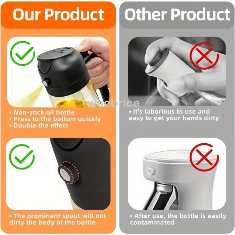 2in1 Kitchen Oil Sprayer Glass Bottle for Cooking Anti-leakage Olive Oil Bottle for BBQ Air Fryer Salad Steak Kitchen Supplies Zpaxo