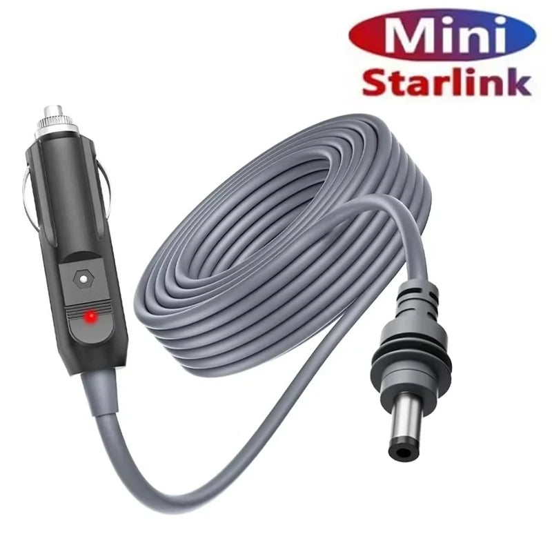 Suitable For Starlink Mini Car Charging Socket Power Supply 12V DC Male Cable With Red Light Display Waterproof Extension Cable Zpaxo