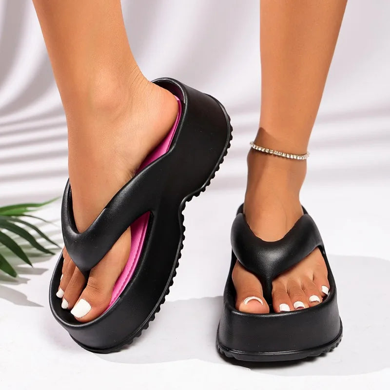 Women's Vintage Comfortable Beach Wedge Heel Slippers 2026 Summer Zpaxo