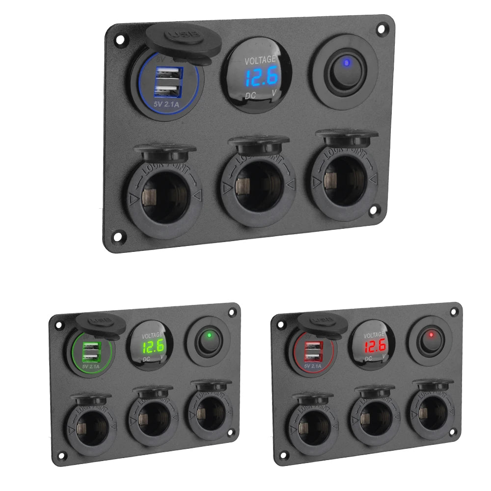 Dual USB Charger Toggle Switch Car Marine RV Multi Panel 4 2A