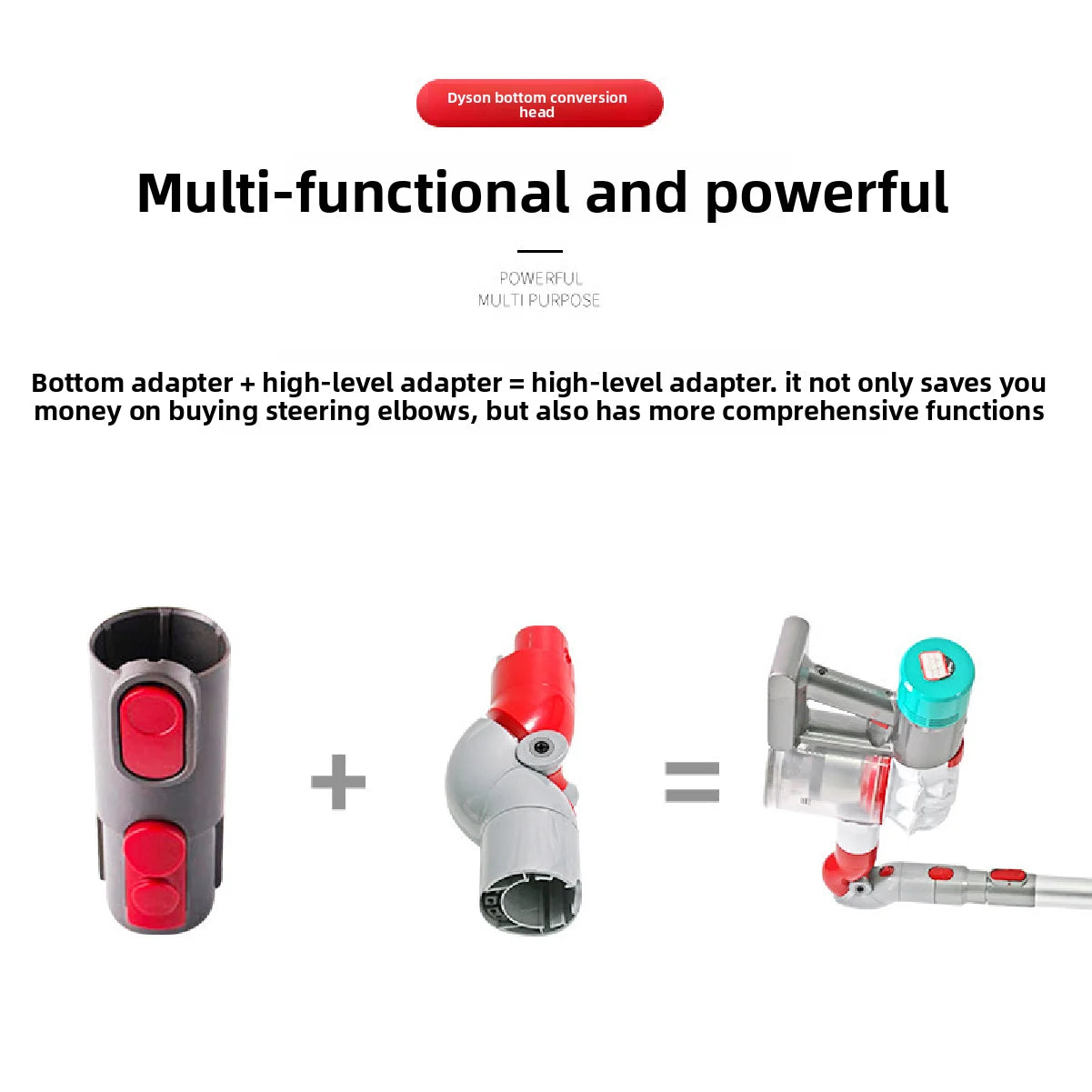 Swivel Steering Bottom Conversion Head Universal Adapter Connector Compatible with Dyson V7 V8 V10 V11 Cordless Vacuum Suction H Zpaxo