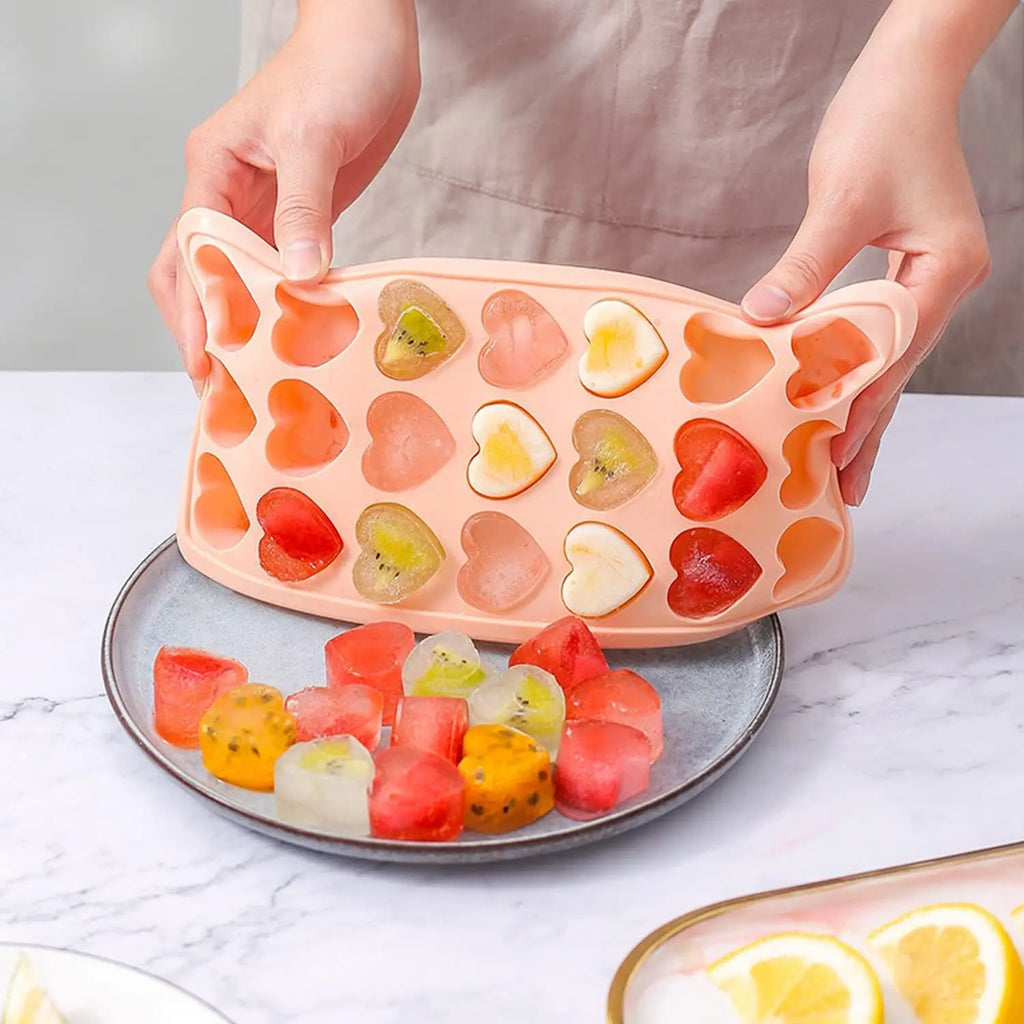 Heart Paw Print Ice Cube Tray Romantic Silicone Mold Lid Pet Lovers