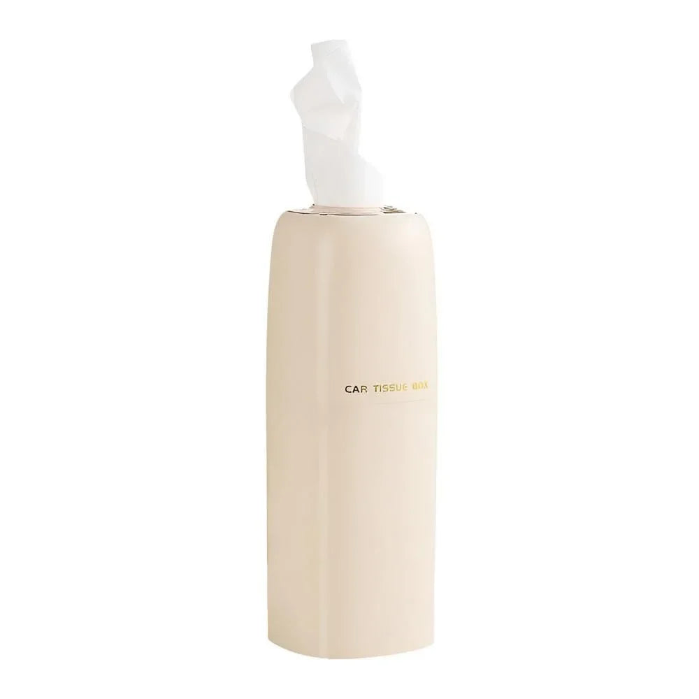 Refillable Car Tissues Cylinder Tissue Dispenser Cup Holder Round Tube Tissue Container Space-saving Large Capacity Zpaxo Beige