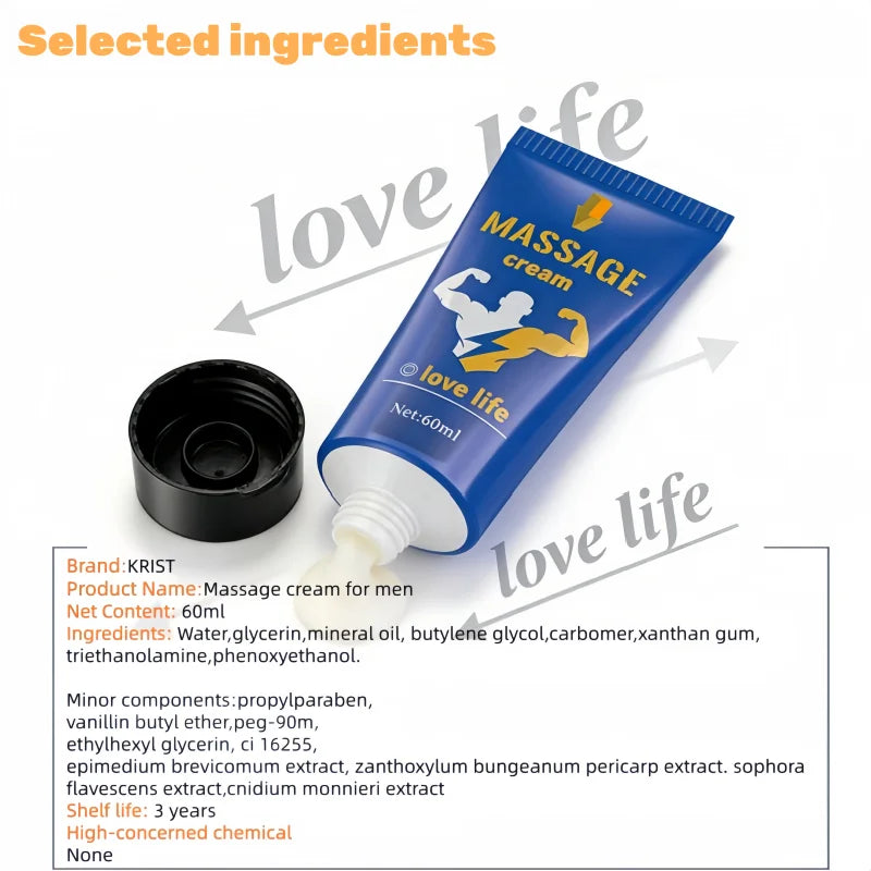 Men's Upgraded Formula Massage Cream with 14 Complex Ingredients Quick Absorption Non-Greasy Comfortable Zpaxo