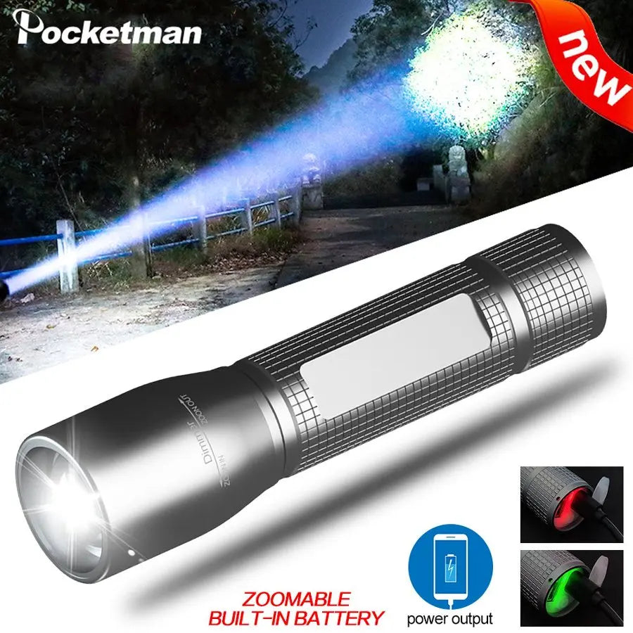 POCKETMAN 3800 Lumen Zoomable Tactical LED Flashlight 5 Modes