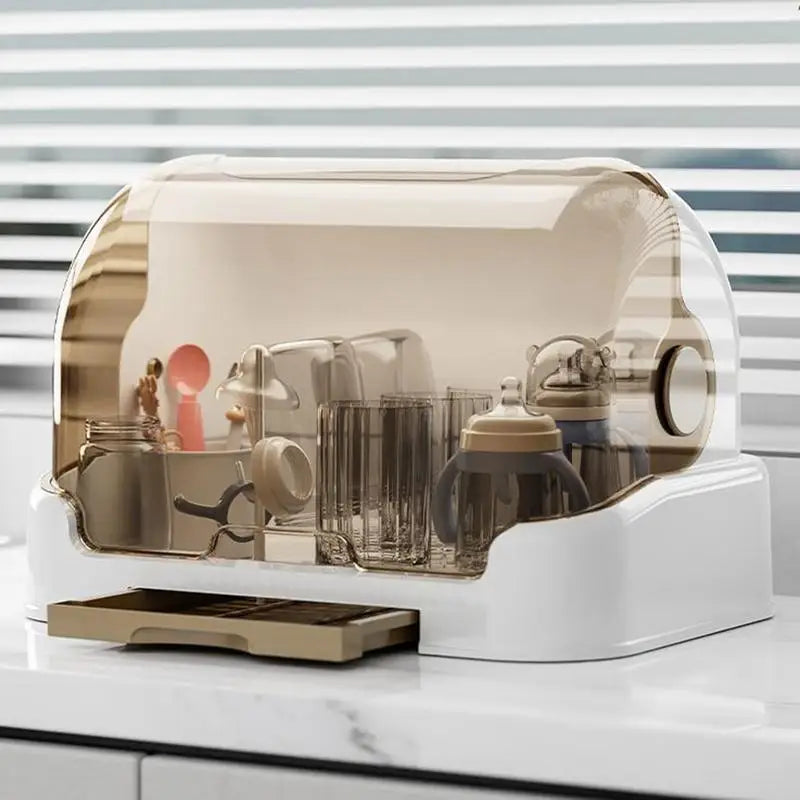 Baby Feeding Bottle Drain Rack Dustproof Storage Removable Drip Tray
