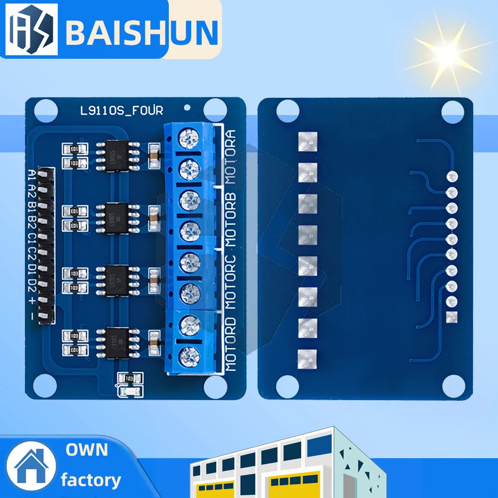 L9110S 4-Channel DC Motor Driver Module Dual H-bridge 2 5V-12V 800mA Zpaxo 1PCS