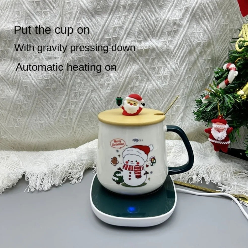 55 Merry Christmas Gifts Wooden Lid Santa Claus Pattern Ceramic Mug