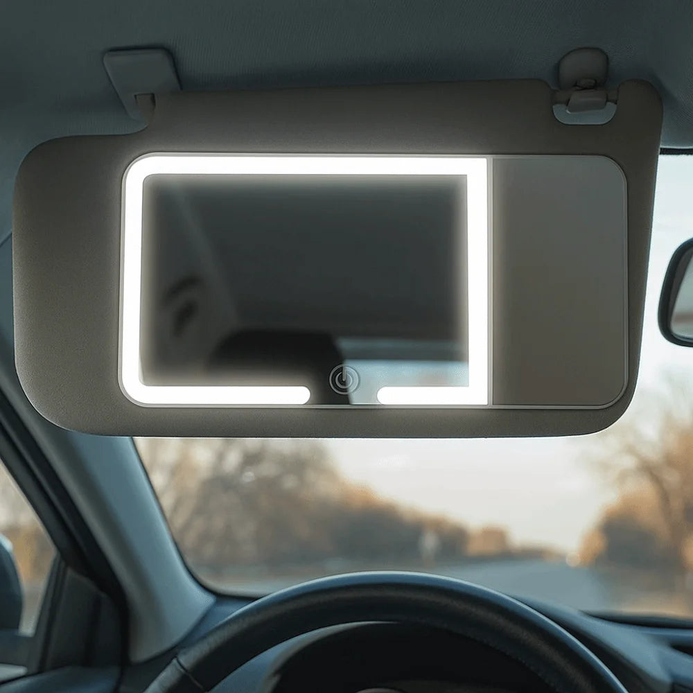 5X Magnification Car Vanity Mirror 3X Magnifying Rechargeable LED Light Mirror Universal Fit HD Mirror Rechargeable Mirror Zpaxo Black