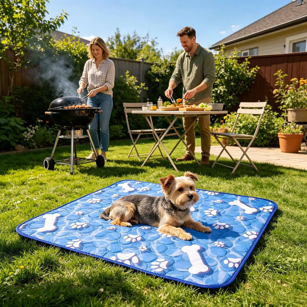 Dog Cooling Pad Non-slip Washable Portable Waterproof Bed Bone Pattern Dog Cooling Mat Outdoor For Indoor Outdoor Crate Kennel Zpaxo