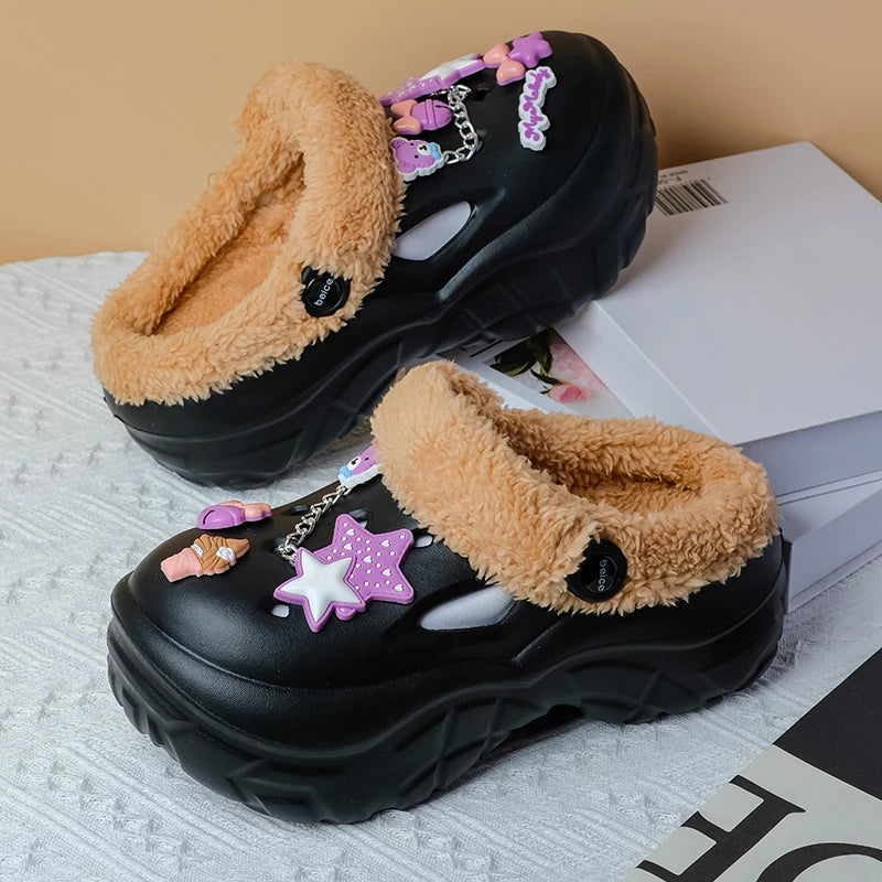 2025 Fashion Waterproof Cotton Slippers Women Winter Cashmere