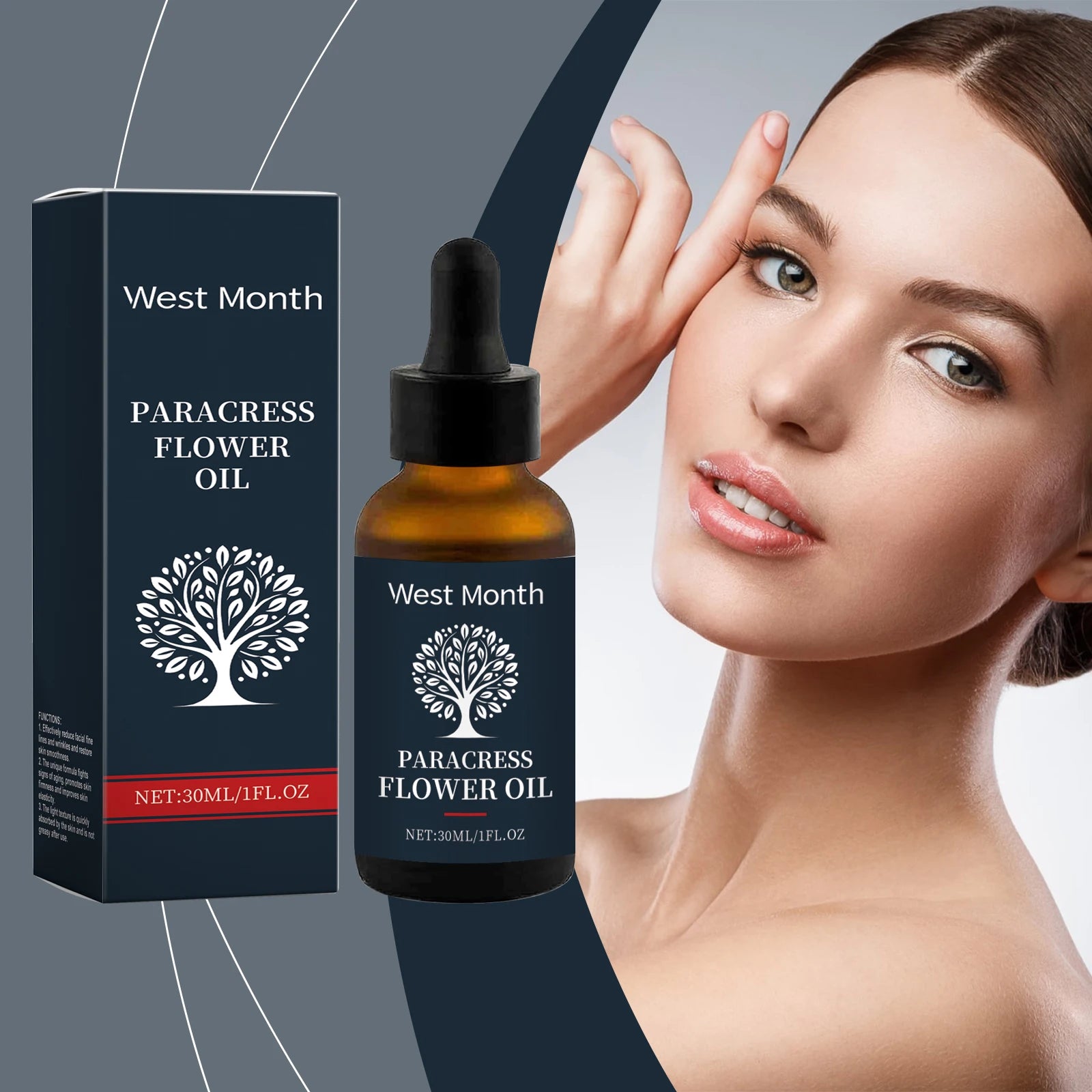 WEST MONTH Paracress Flower Essence Oil Reduce Facial Fine Lines Wrinkles Light Texture Quickly Absorbed Not Greasy After Use Zpaxo