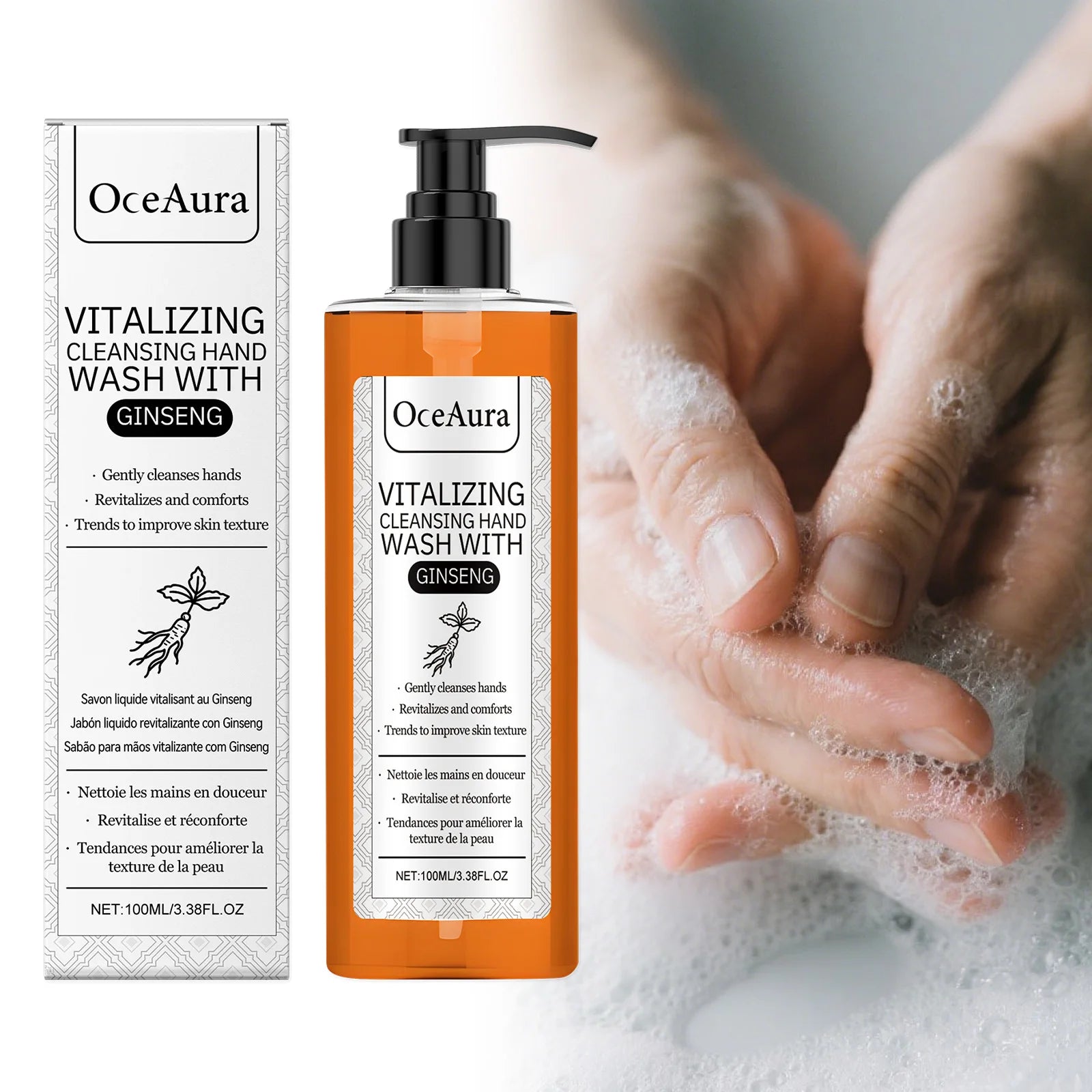 OceAura Ginseng Hand Wash – Moisturizing & Brightening 100ml Liquid Hand Wash Zpaxo