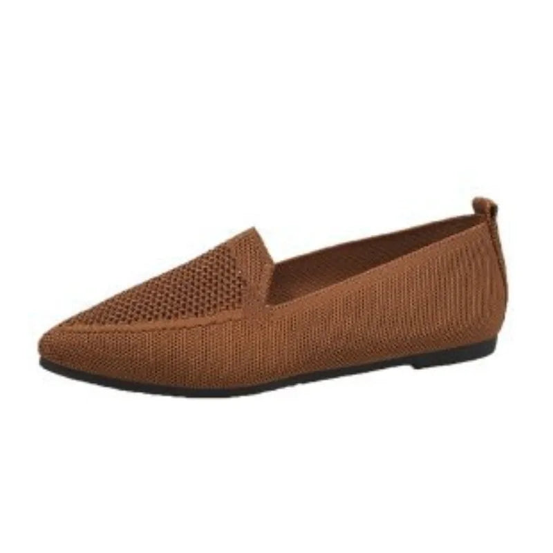 2025 Pointed Flat Office Boat Solid Knit Slippers Casual Ballet Flats
