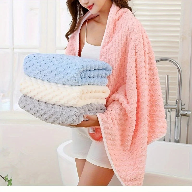 Coral Fleece Bath Towels – Soft, Quick-Dry Waffle Weave Bath Towel Zpaxo