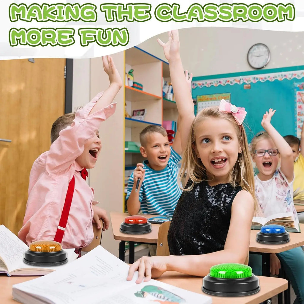 Game Buzzer 4-Piece Quick Answer Button Lights Kids Student Classroom