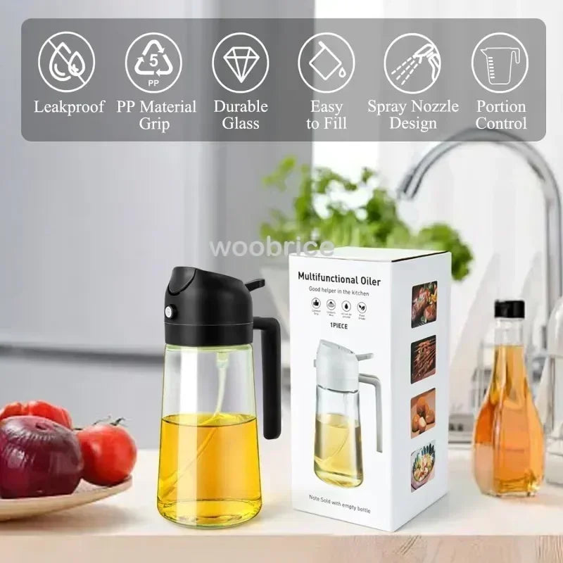 Dual Purpose Glass Oil Bottle Kitchen Spray Oil Sprayer Bottle Kitchen Oils Spray Can Leakproof Oil Spray Bottle Household Zpaxo