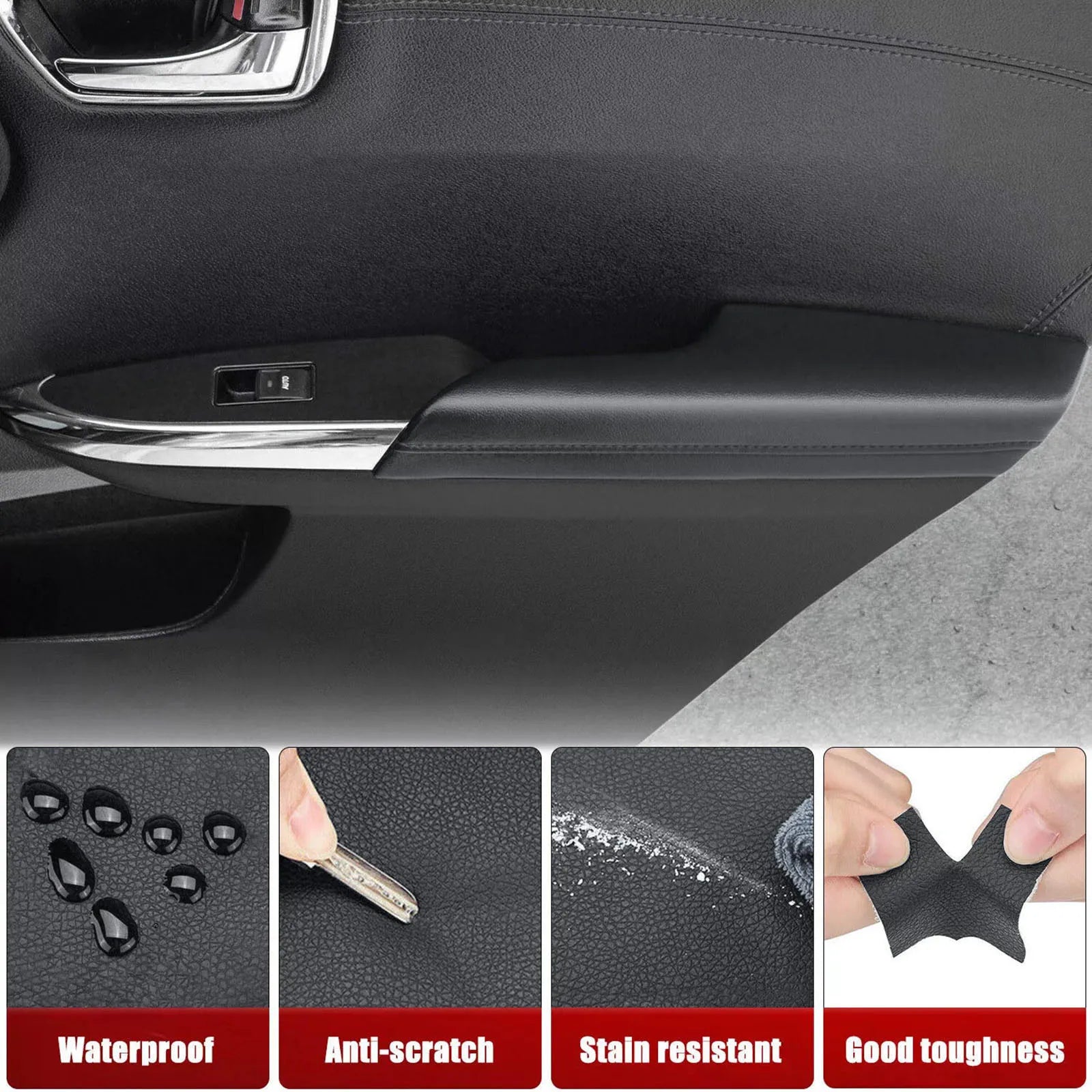 Microfiber Leather Armrest Door Panel Cover Breathable Waterproof