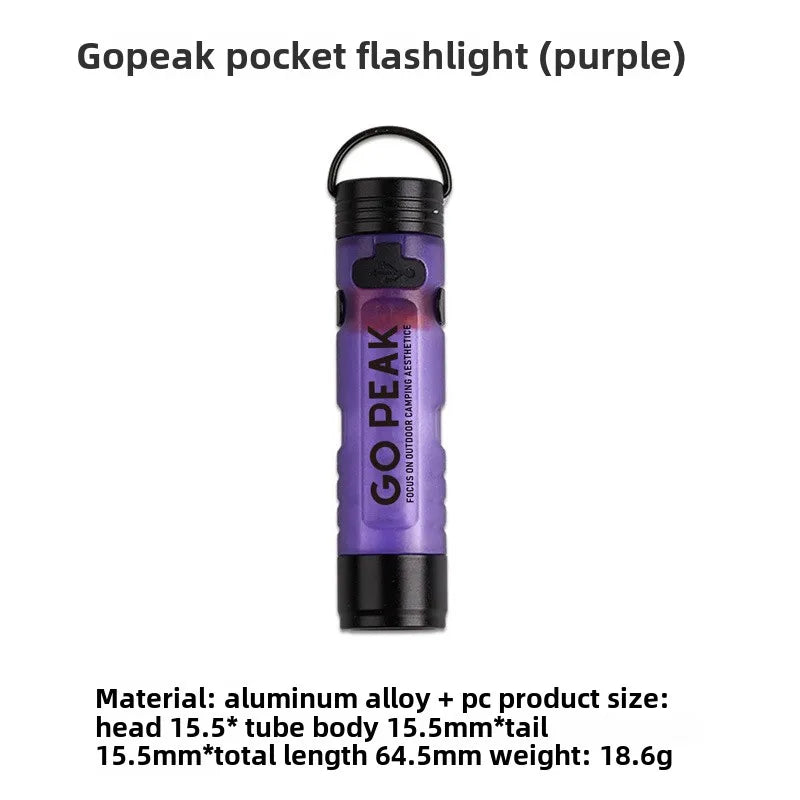 Gopeak Pocket Mini Flashlight Outdoor LED Key Clip Cap 5050 Torch Long Endurance USB Rechargeable Emergency Hiking Camping Trail Zpaxo Dark Night Purple