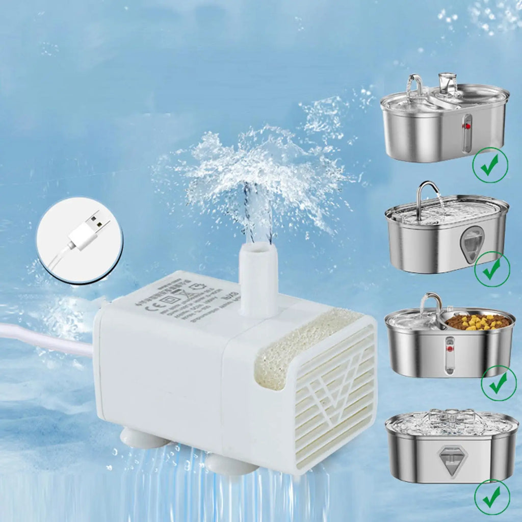 Pet Fountain Motor Submersible Pump Silent USB Cat Water Quiet