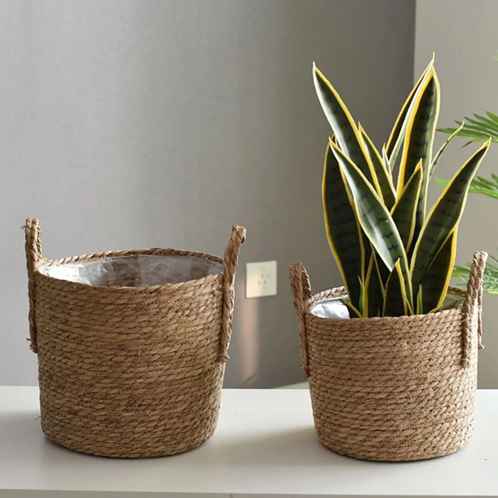 Wicker Rattan Straw Planter Basket – Home & Garden Decor Wicker Planter Basket Zpaxo