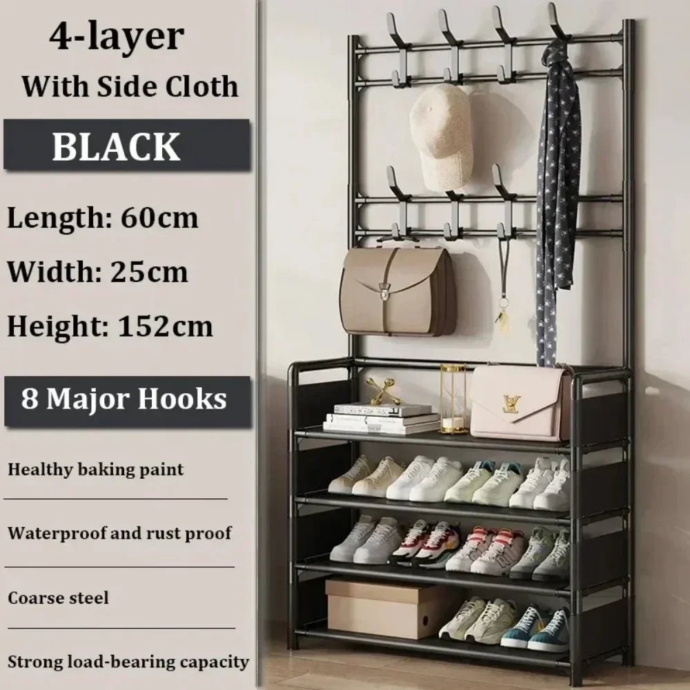 Multi-layer Shoe Rack Shelf Floor Standing Coat Racks Assemble Cloth