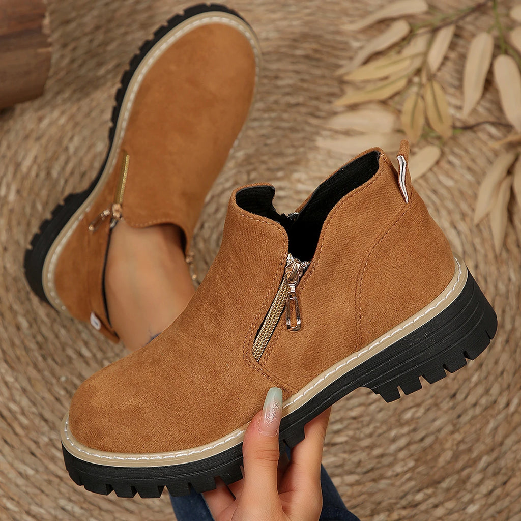 Women Boots Plus Size Platform Shoes Women Simple and Stylish Boots Thick Sole Ankle Boots Fashion Comfortable Shoes for Women Zpaxo Brown 43