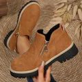 Women Boots Plus Size Platform Shoes Women Simple and Stylish Boots Thick Sole Ankle Boots Fashion Comfortable Shoes for Women Zpaxo Brown 43
