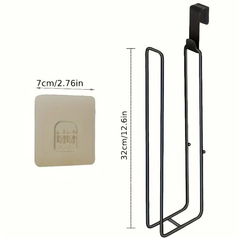 No-Drill Toilet Paper Holder – Self-Adhesive Wall Mount with Towel Bar, Black Iron Bathroom & Kitchen Storage – Space-Saving Tis Zpaxo 1pc