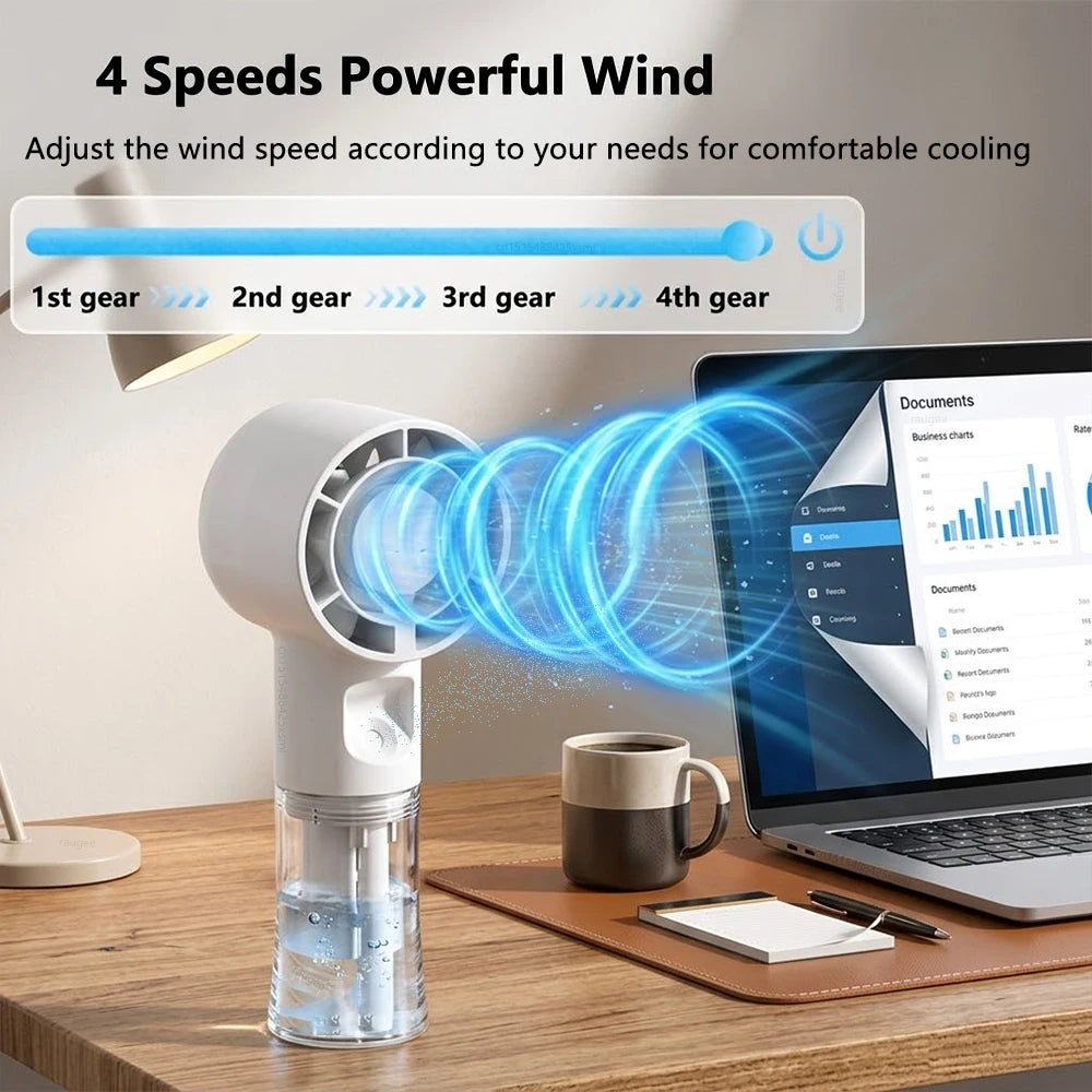 Portable Humidifier Fan Mini Handheld Spray USB Rechargeable Water
