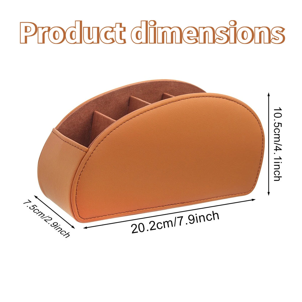 PU Leather Remote Organizer – 5-Compartment Bedside Caddy