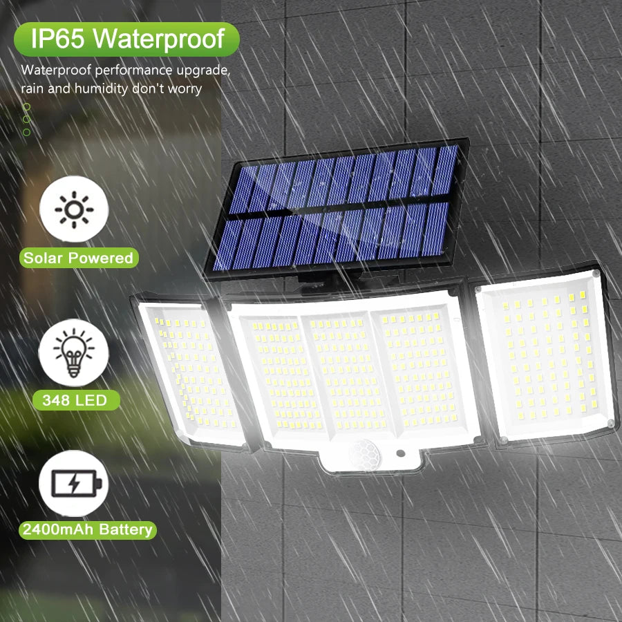 Outdoor Solar Lights 318/348LED Solar Security Lights IP65 Waterproof Motion Sensor Wall Light For Garden Fence Patio Zpaxo