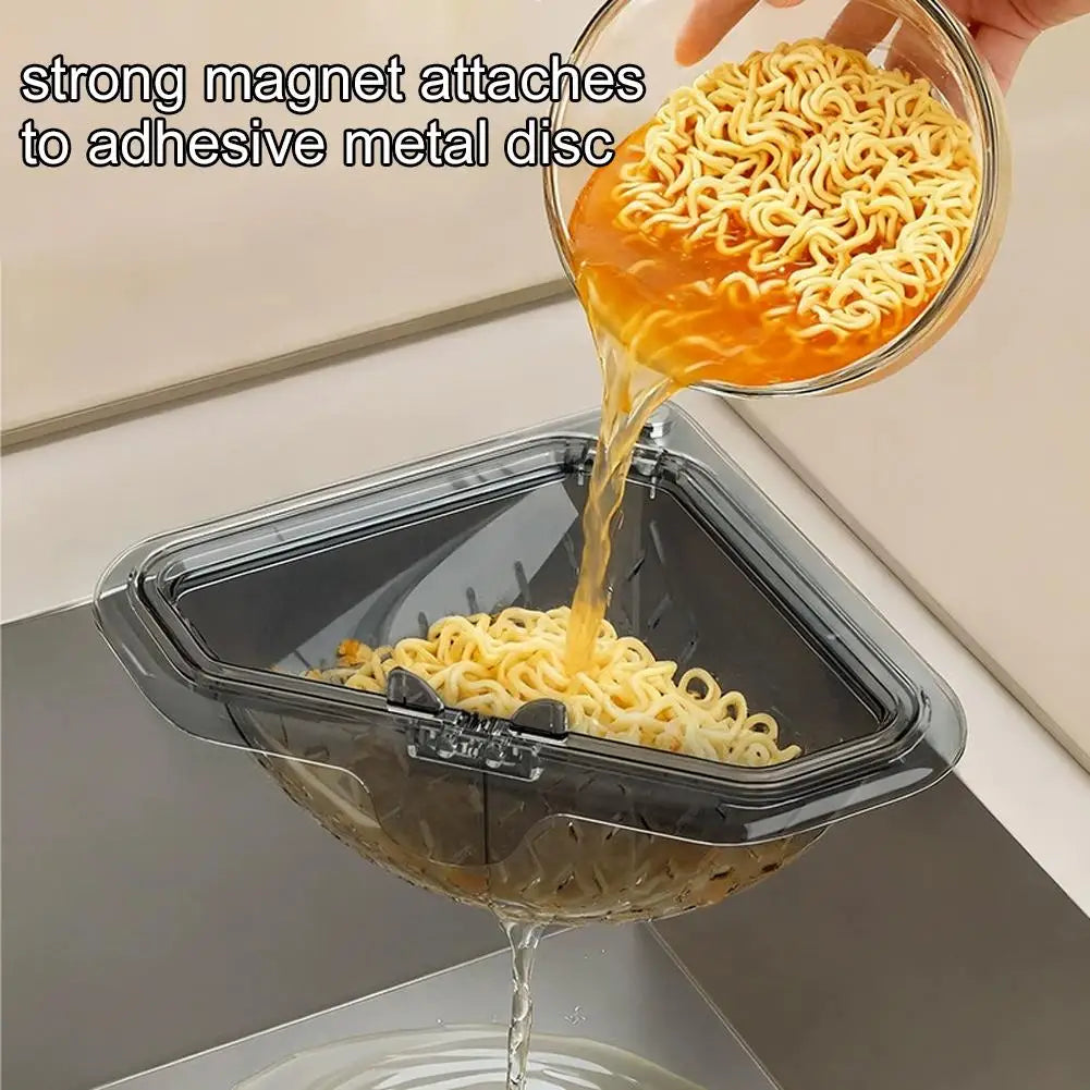 Magnetic Corner Sink Drain Basket – No-Drill Food Strainer Sink Drain Basket Zpaxo
