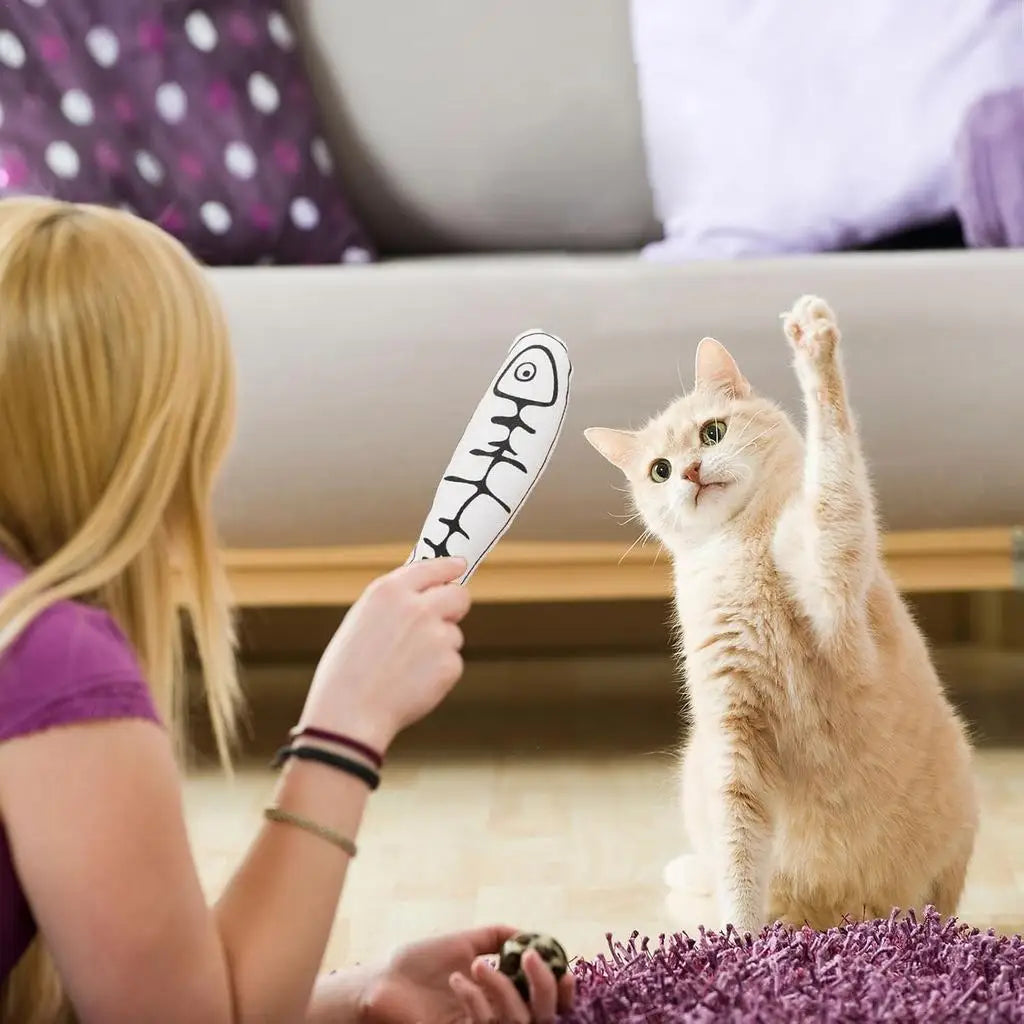 Interactive Fish Cat Toy Soft Catnip Chew Stick Rattle Bite Resistant