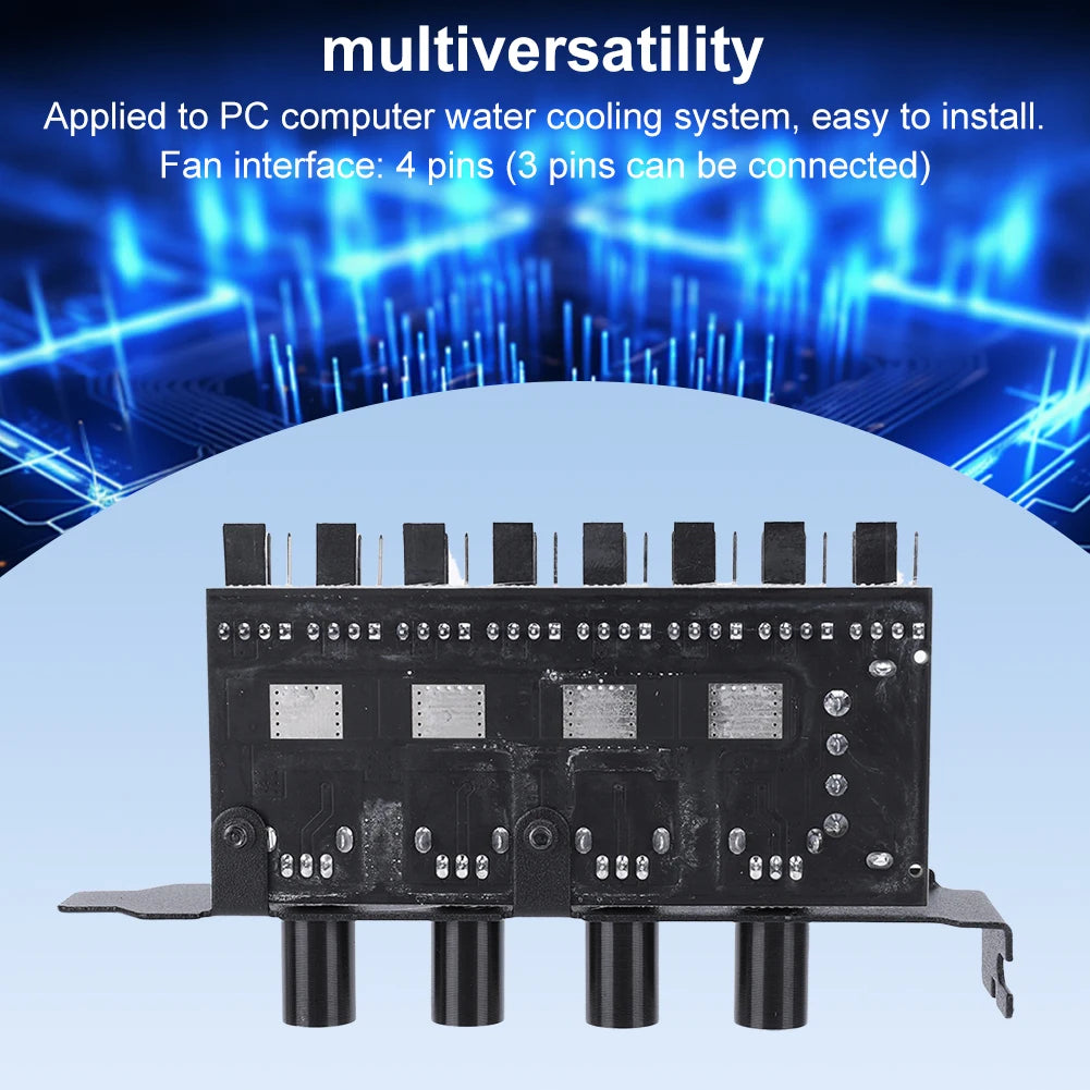 Chassis Fan Hub SATA 4 Pin Adapter 8 Channel CPU Cooling Knob Case