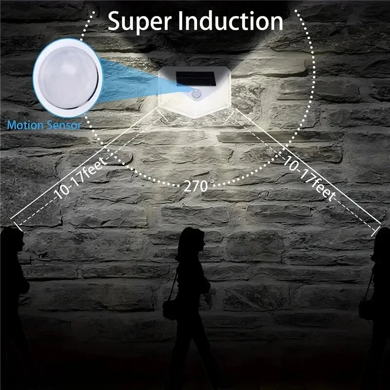 100 LED Solar Wall Light PIR Motion Sensor Outdoor IP44 Lamp
