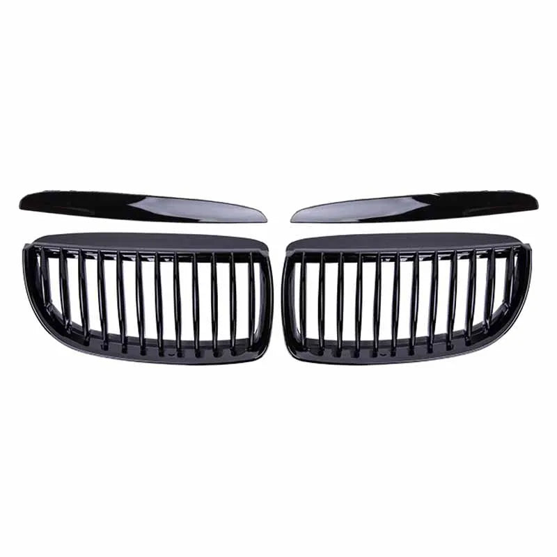BMW E90 E91 3 Series Front Bumper Grilles Gloss Black 2005–08