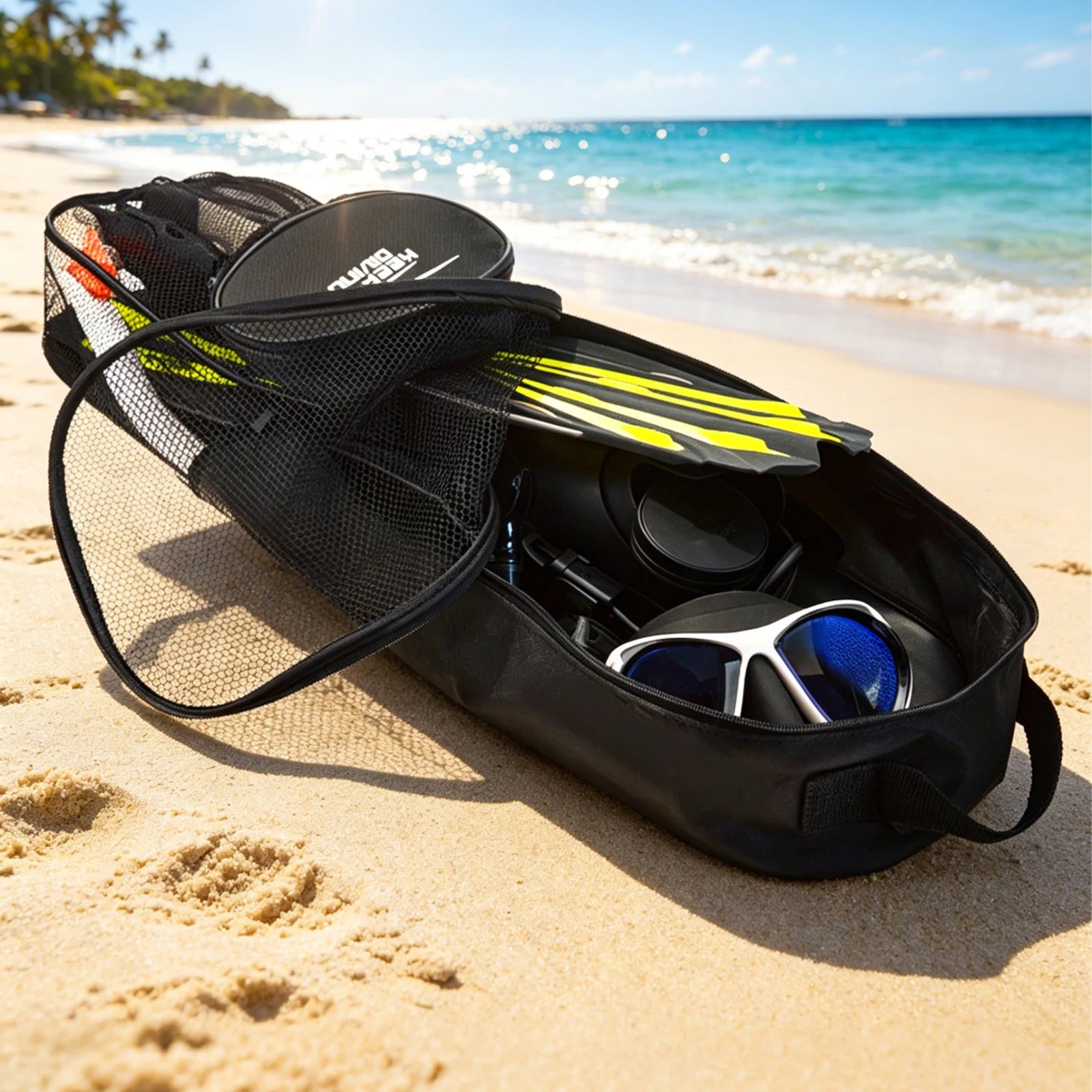 PVC Scuba Snorkeling Gear Bag Waterproof Lightweight Snorkeling Bag Mesh Travel Storage Backpack For Snorkel Enthusiasts Gift Zpaxo