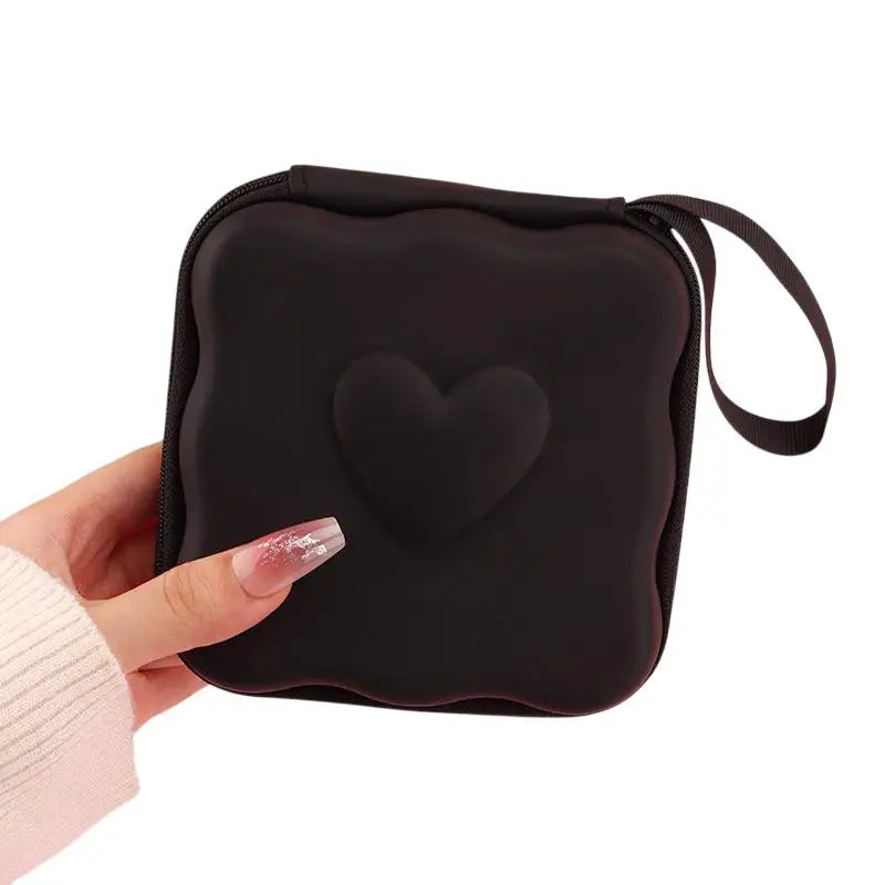 CMPortable Cable Protector Storage Bag Lovely Heart Knot Travel Cute Zpaxo Black