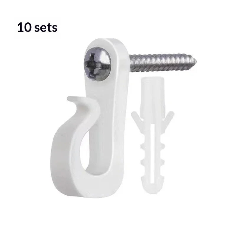 10PCS New With Screw Lights Hook Plastic Black White String Light Hangers Garage Hooks Indoor And Outdoor Zpaxo A2