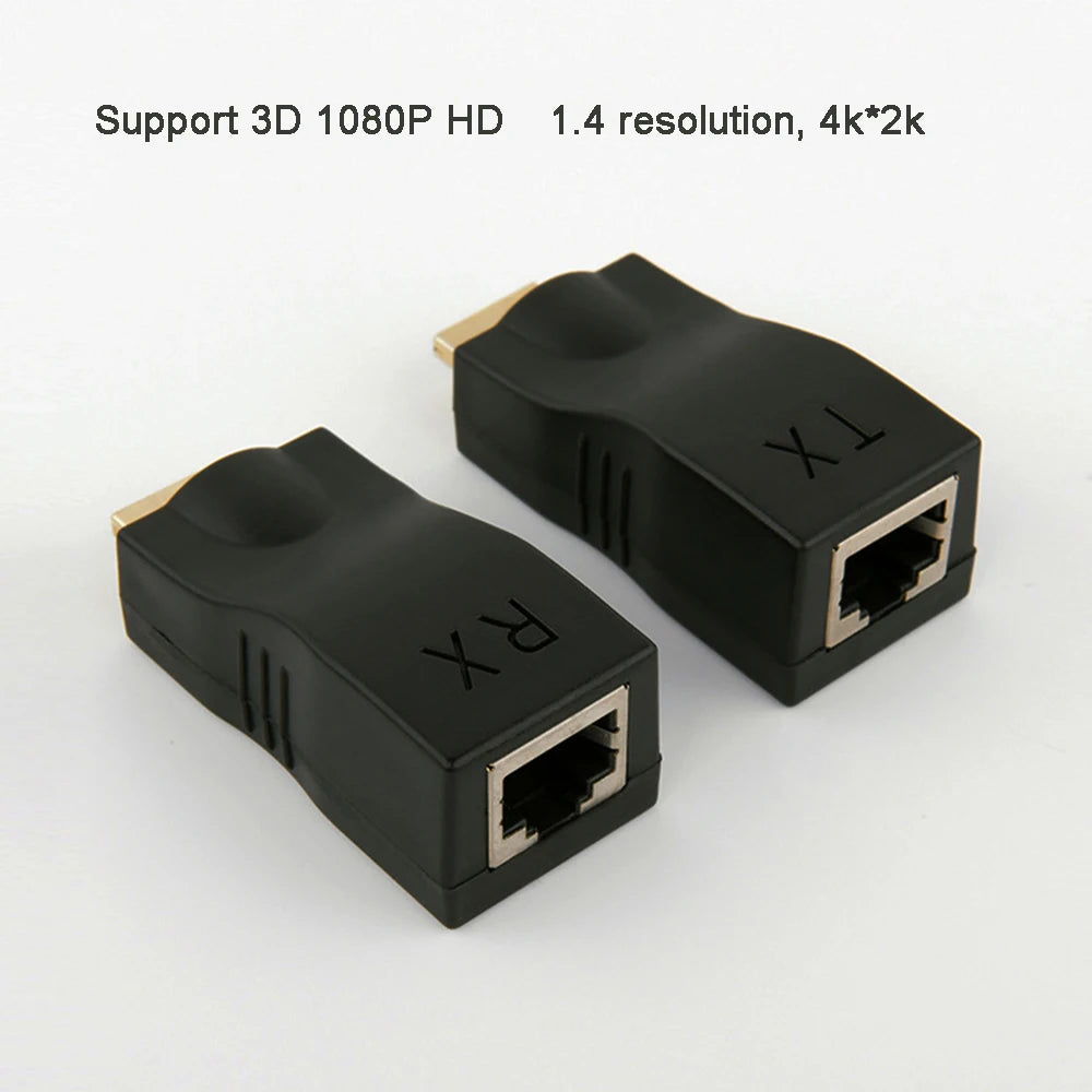 HDMI-Compatible Extender 4K RJ45 Ports LAN Network HDMI-Compatible Extension Up To 30m Over CAT5e / 6 UTP LAN Ethernet Cable Zpaxo