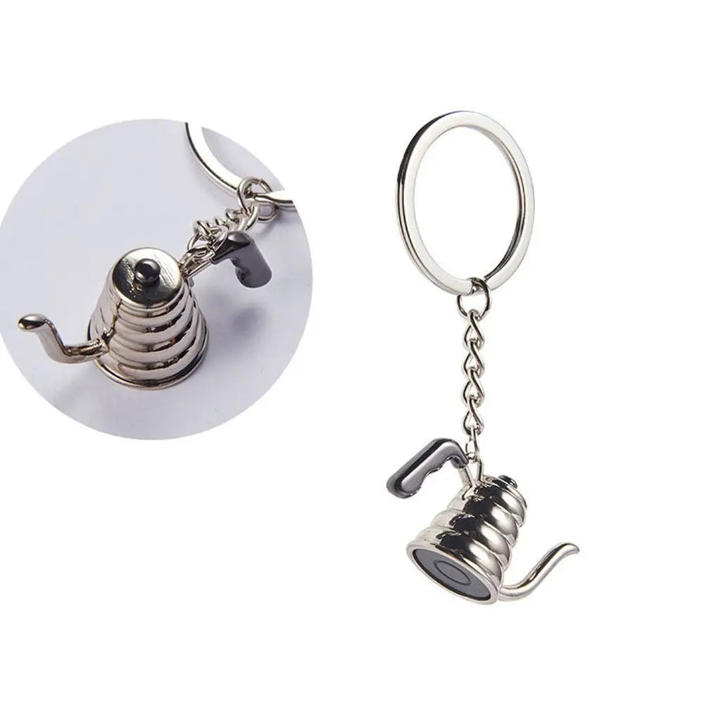 Zinc Alloy Niche Design Syphon Girl Gift Hanging Ornament Coffee Series Key Ring Bag Pendent Car Key Ring Coffee Pot Key Chain Zpaxo I