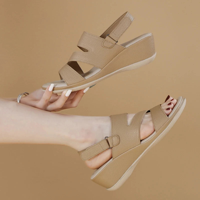 Summer Comfortable Woven Strap Wedge Sandals Adjustable Non Slip Big Zpaxo