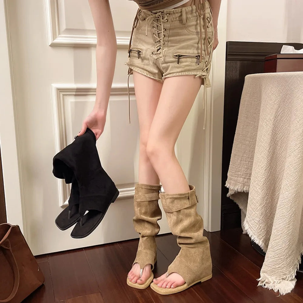 2025 Fashion Style Open Clip Toe Ankle Boots Sandals Women Short Booties Designer Wedges High Heels Ladies Shoes Zpaxo