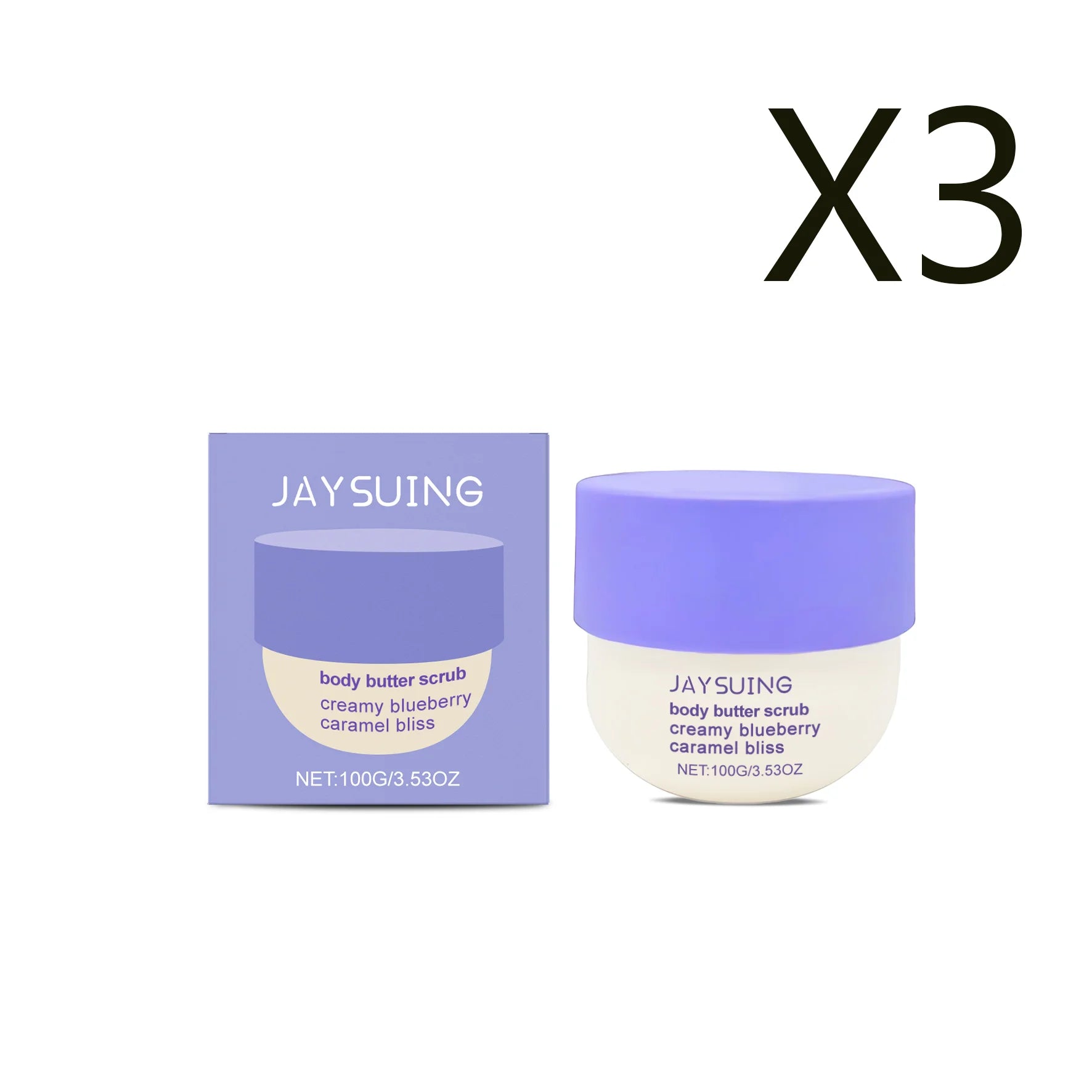 Jaysuing Blueberry Caramel Body Scrub – Exfoliating & Moisturizing Body Scrub Zpaxo 3x100g
