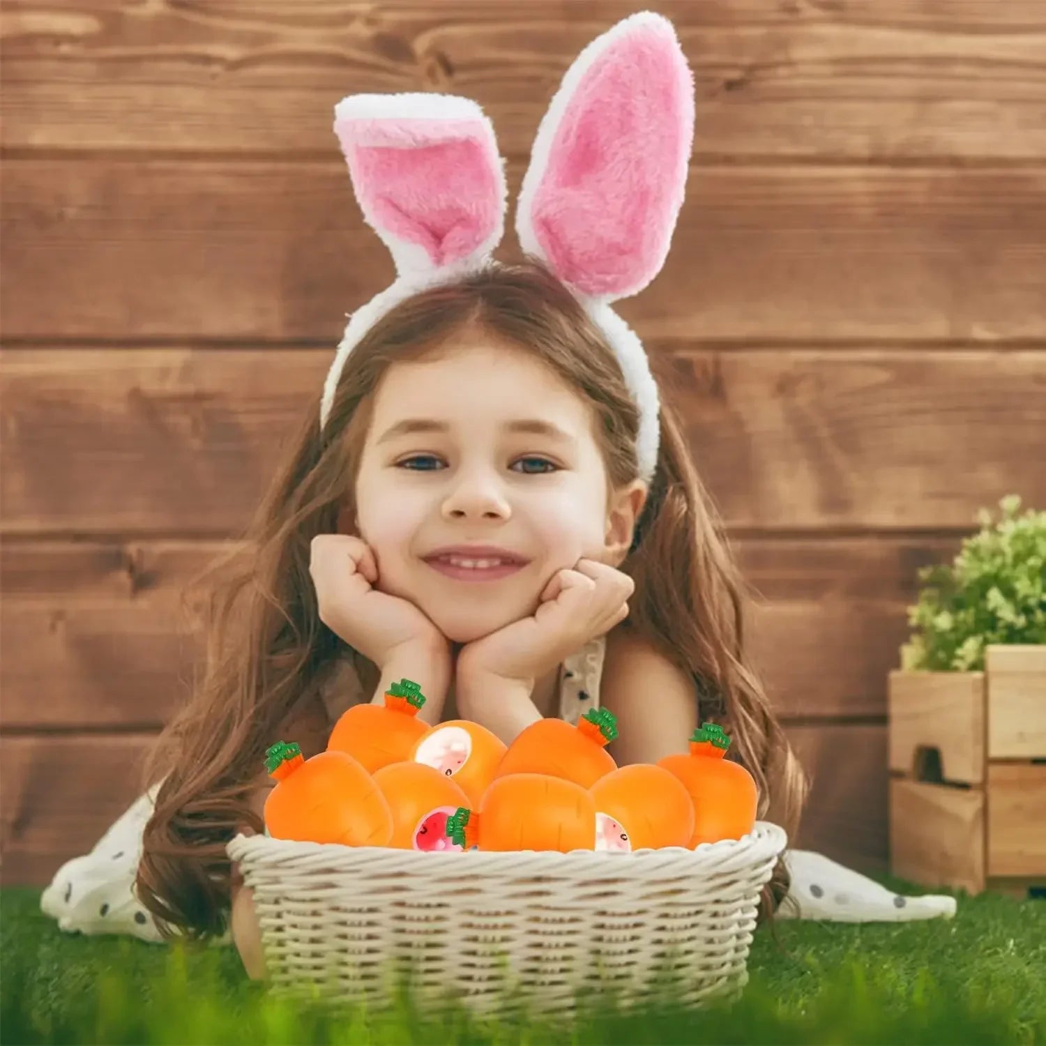 Easter Carrot Rabbit Fidget Toys Squeeze Ball Kids Relieve Stress Up