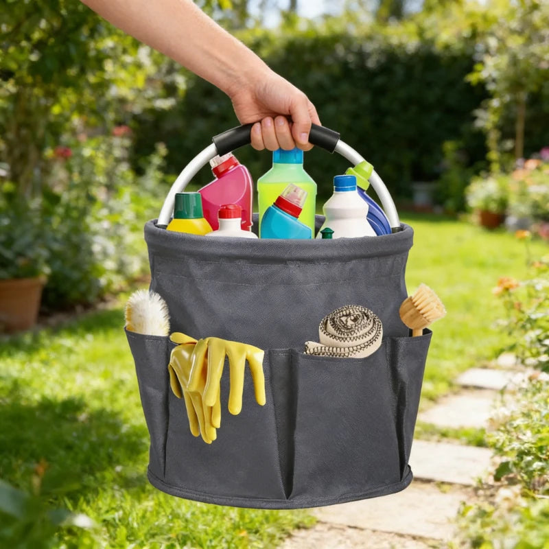 Portable Cleaning Caddy 17L Foldable Cleaning Bucket with Handle Organizer Bag for Towels Cleaning Tools Bathroom Kitchen Home Zpaxo